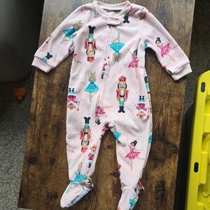 Girls' Pink Nutcracker & Ballerina Footed One-Piece Pajamas